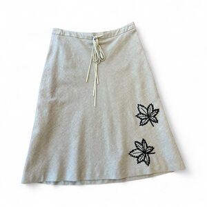 Girlfriendcore MeetTheFamily Preppy Linen Skirt wMaple Leaf Embroidery Size Med